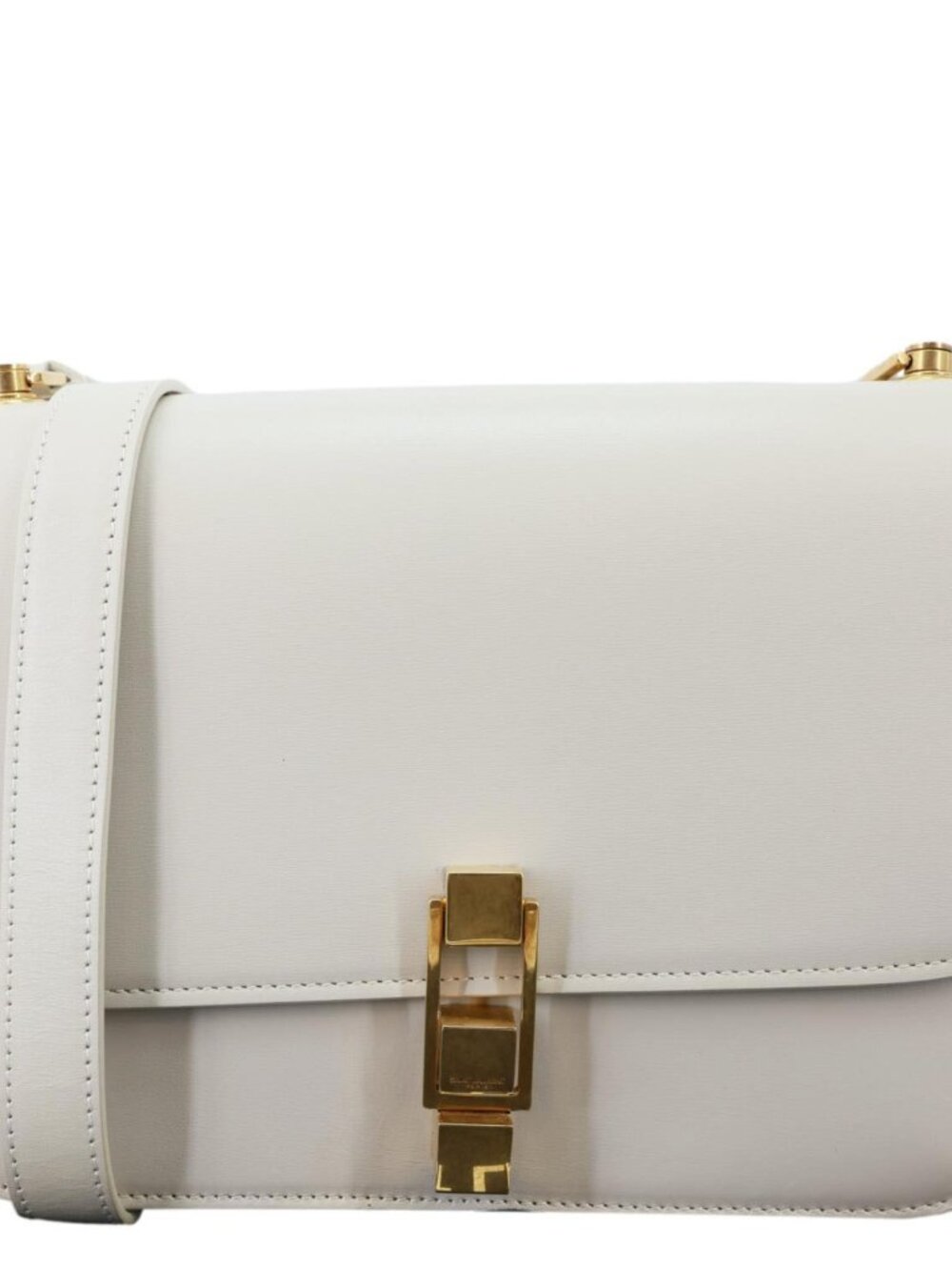 Yves Saint Laurent  Le Carre Calfskin Leather Satchel Bag White